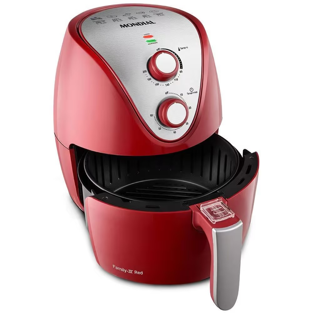 Fritadeira Elétrica Sem Óleo Air Fryer Mondial AF 32 RI 3 5L Vermelha/Inox - Alta Performance