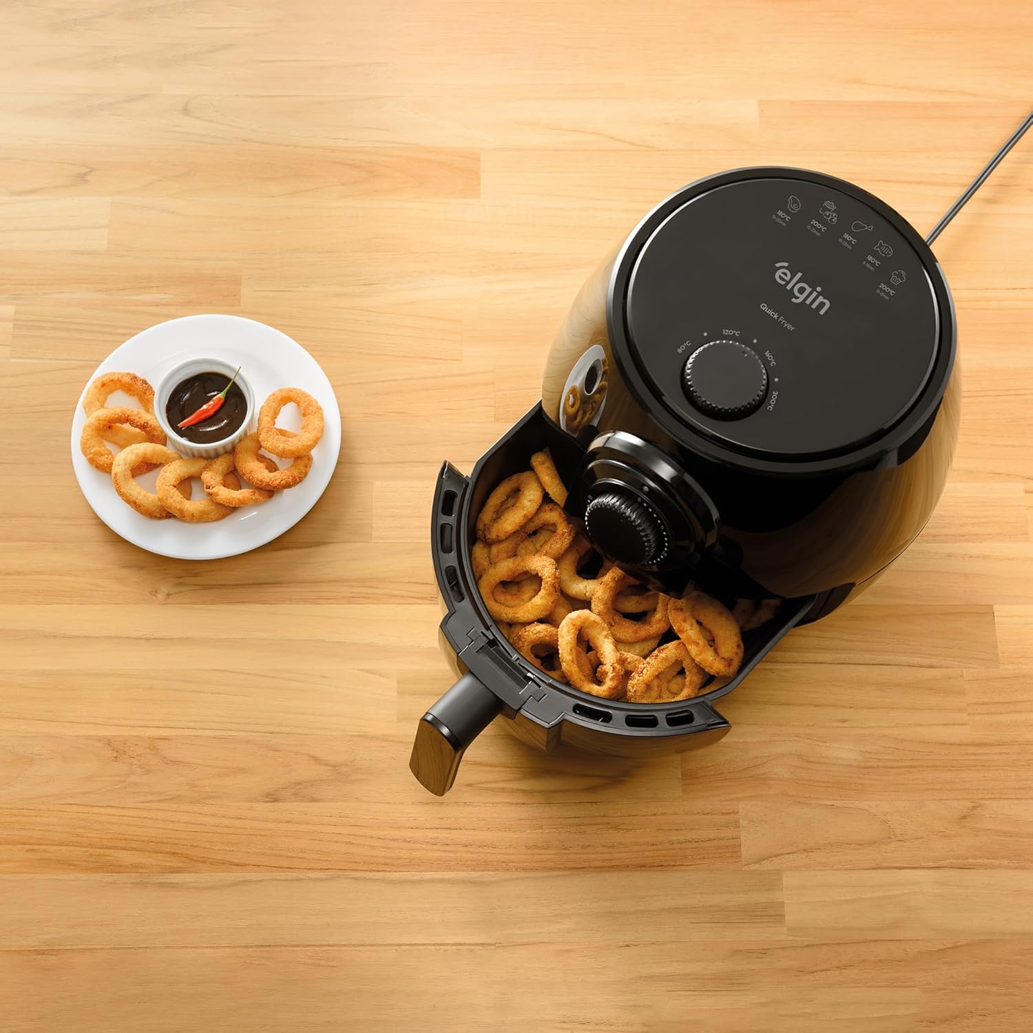 Fritadeira Elétrica Quick Fryer Elgin 4 Litros Preta com cesta removível Airfryer - Elegante