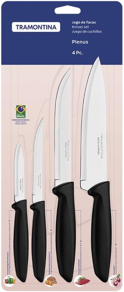 Jogo De Facas Top Faqueiro Tramontina Lâmina Aço Inox Plenus - Versátil