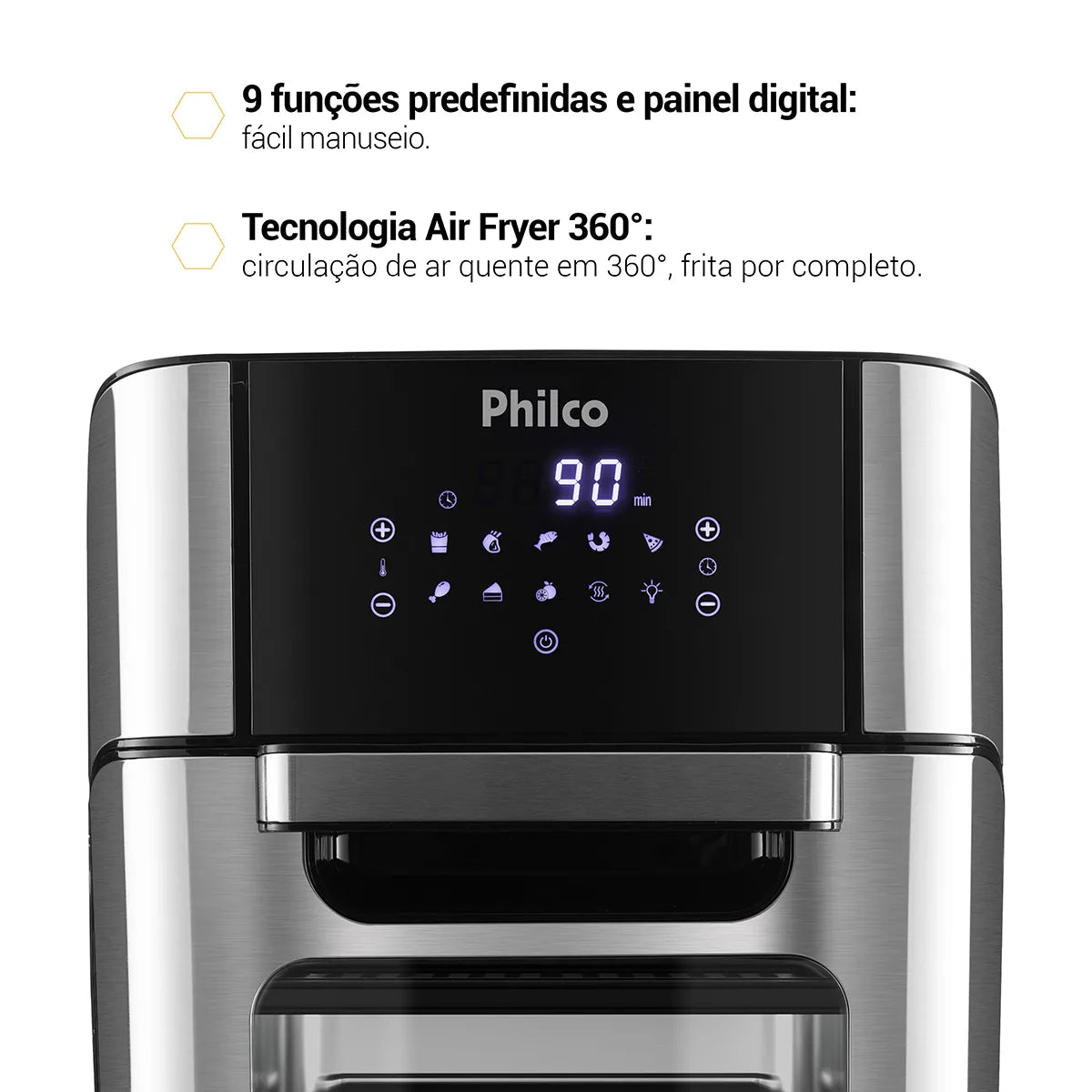 Fritadeira Elétrica Sem Óleo Air Fry Philco Oven PFR2200P 12L - Versátil