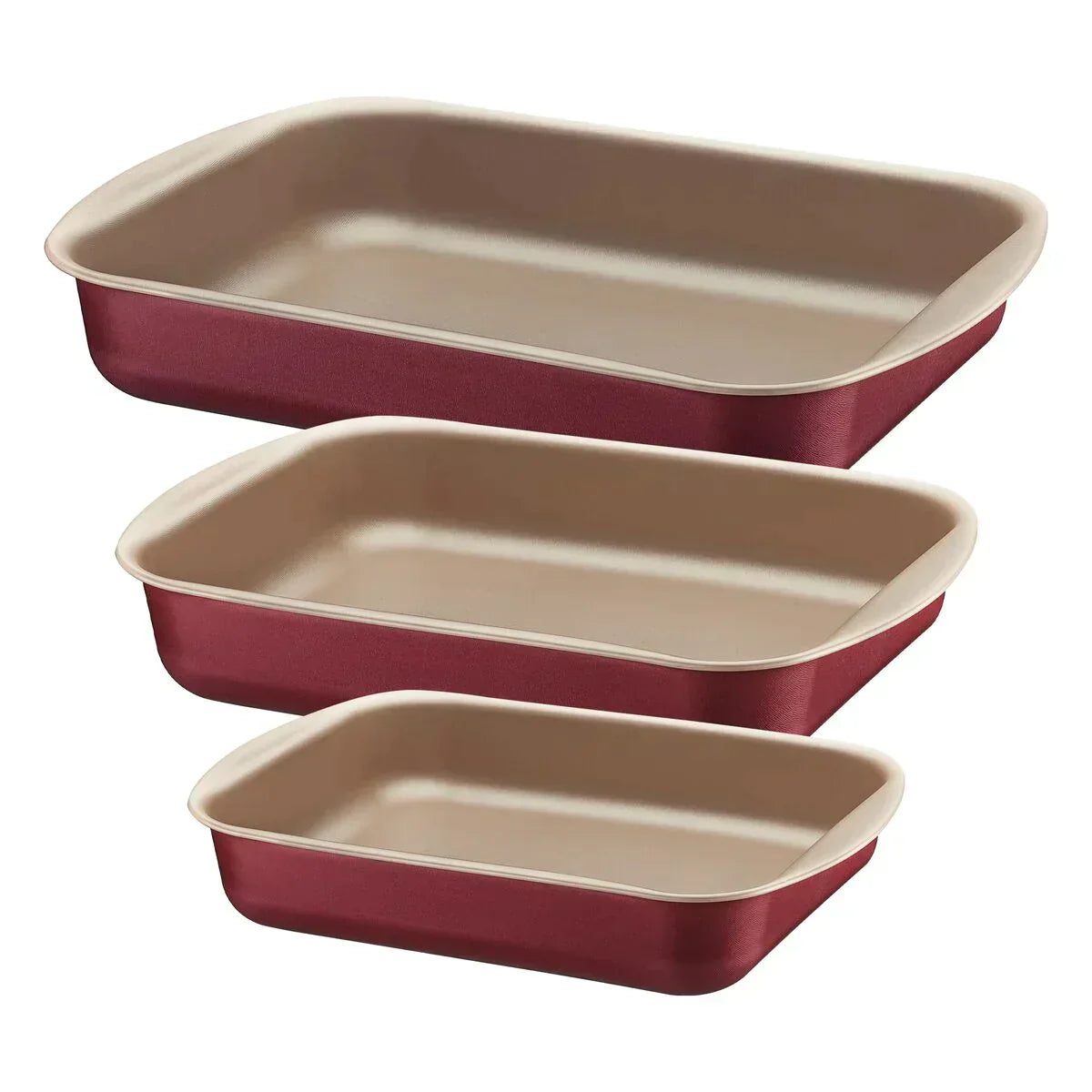 Jogo de Assadeiras Tramontina Brasil em Alumínio com Revestimento Antiaderente Starflon Max Vermelho 3 Peças - Moderno