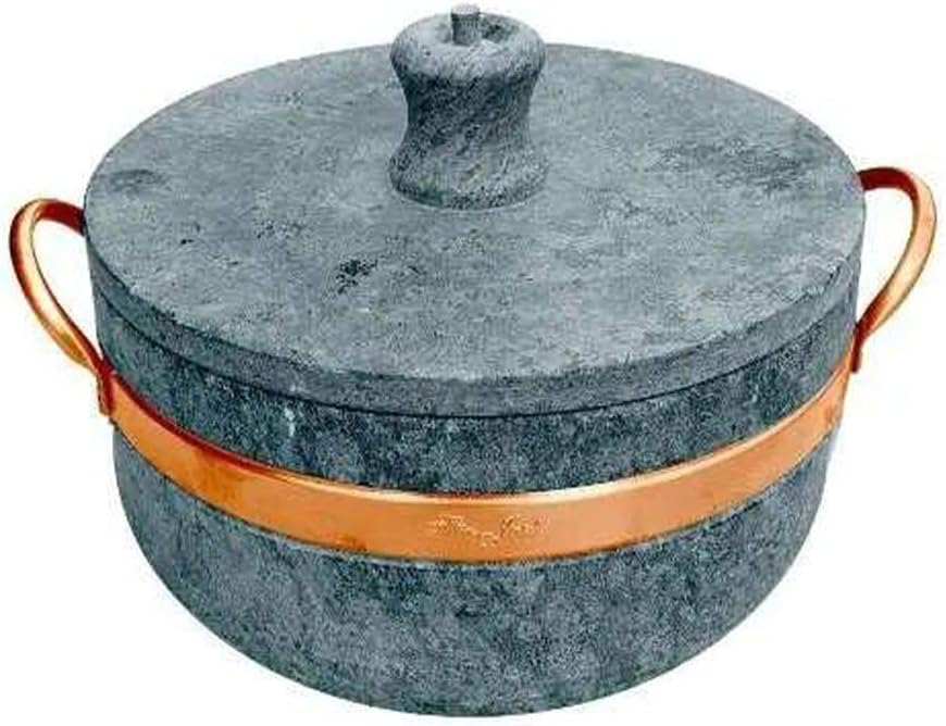 Panela de Pressão em Pedra Sabão com Alça de Cobre 3 6 LtrsPanela de Pressão em Pedra Sabão com Alça de Cobre 3 6 Ltrs - Exclusivo