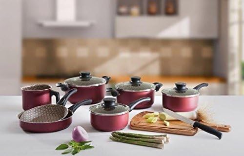 Jogo de Panelas Antiaderente Paris Vermelho Tramontina Vermelho Medio - Completo