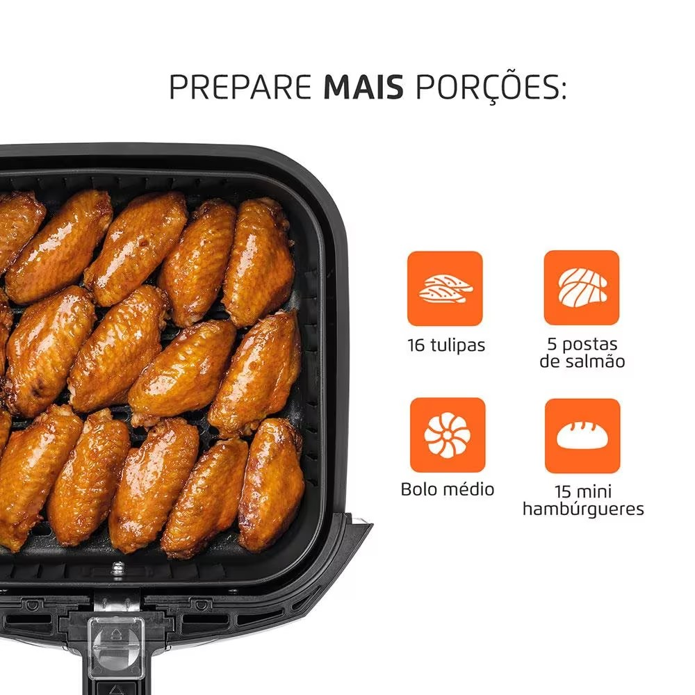 Fritadeira Elétrica Sem Óleo Air Fryer Mondial Family AFN40FB 4 L – Preta - Completo