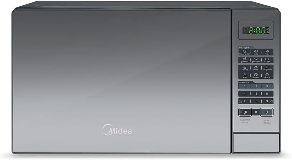 Forno Micro ondas 20L Prata Espelhado Midea 110V - Moderno