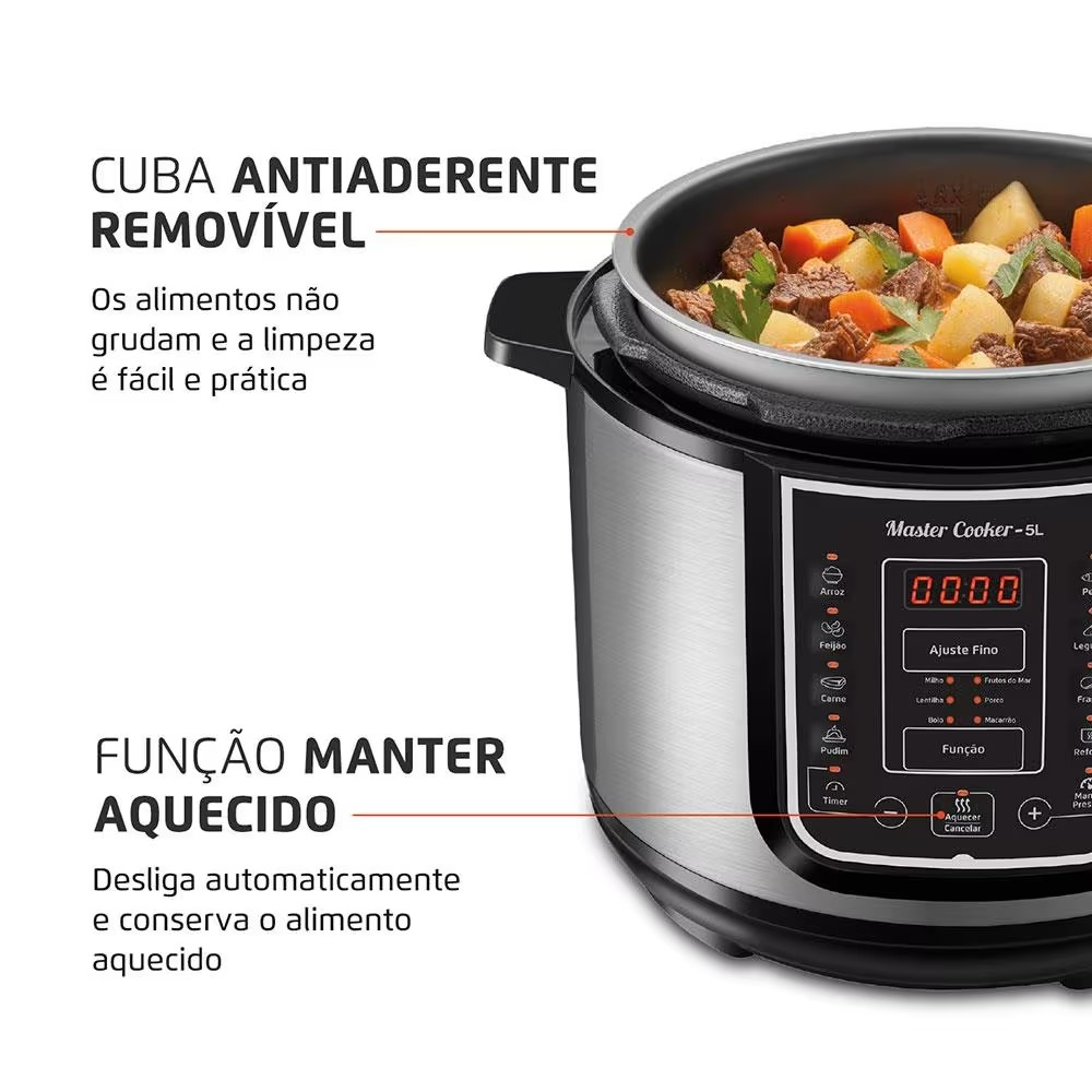 Panela Elétrica de Pressão Mondial Digital Master Cooker PE 38 5L Preta - Eficiente