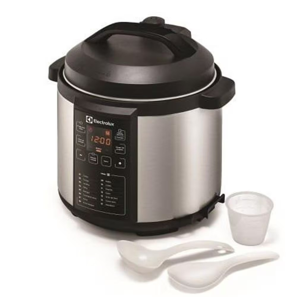 Panela pressão elétrica Electrolux digital capacidade 6L silenciosa segura 10 travas segurança 15 receitas pré programadas 3 níveis pressão PCC20 inox preto 127v por Rita Lobo - Exclusivo