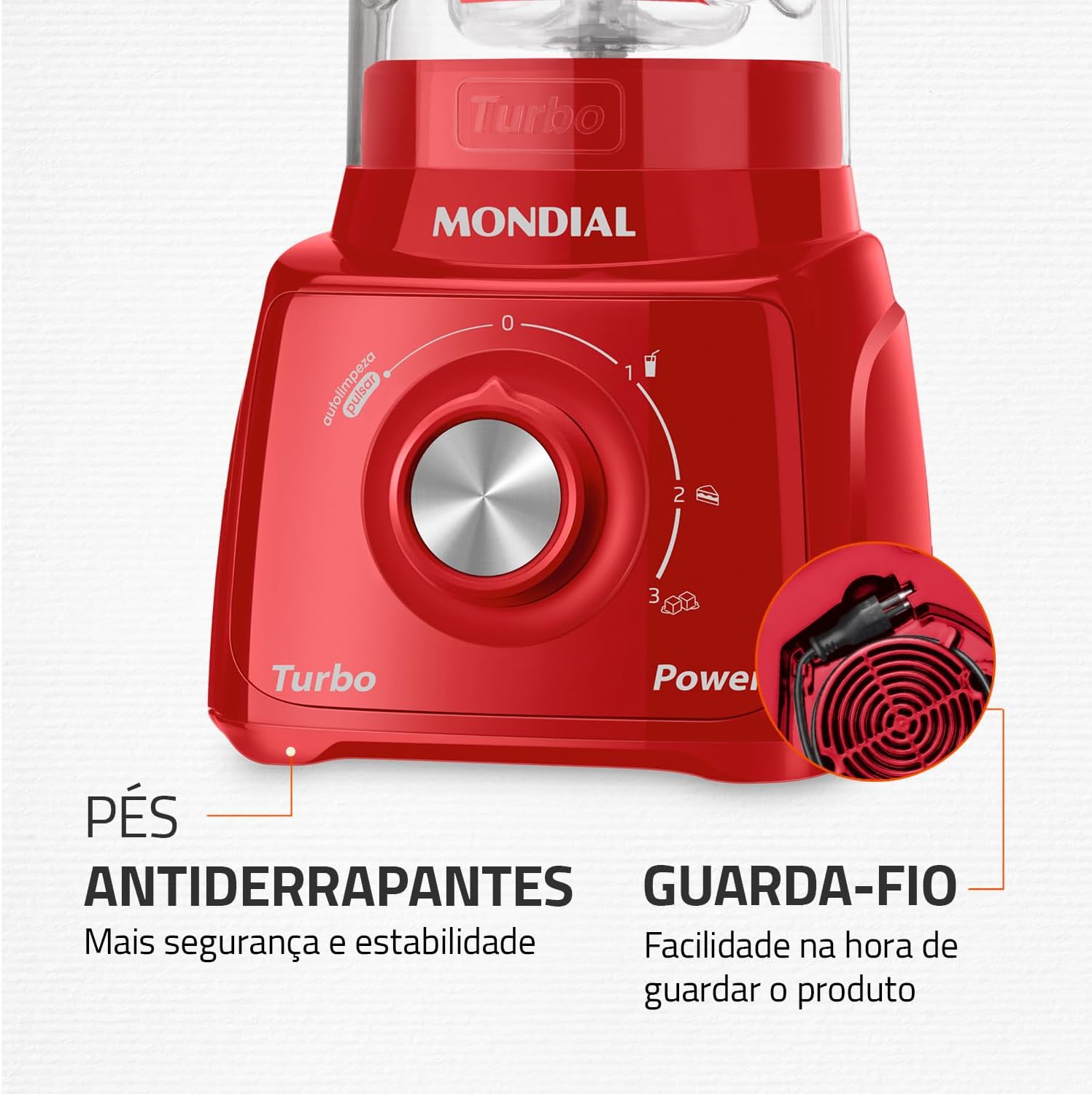 Liquidificador Mondial Turbo Power Vermelho 550W Preto 2 2 L L 99 FB - Elegante