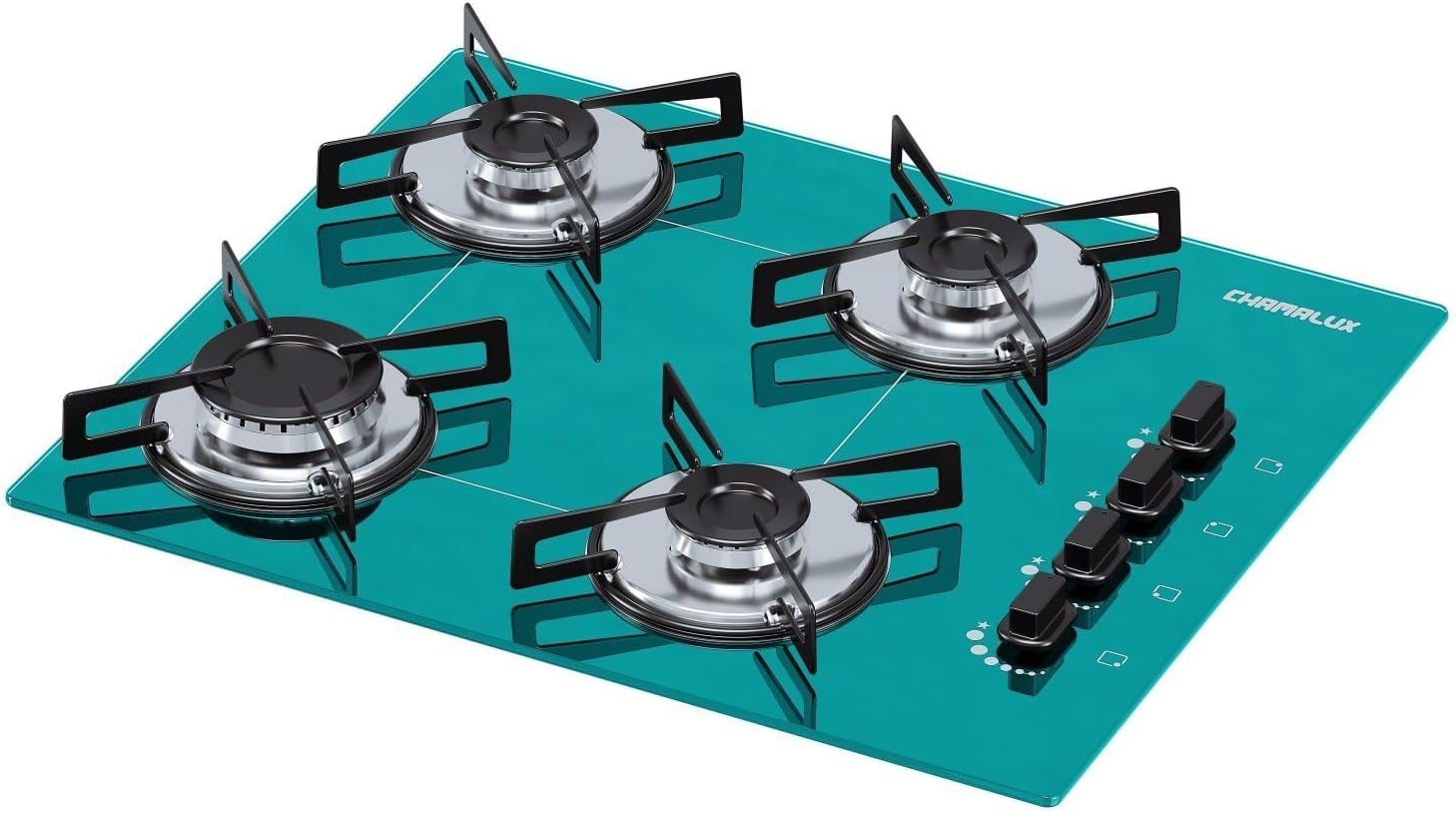 Cooktop 4 bocas Chamalux ultra chama Bivolt Gás Natural Trempe de Chapa Verde - Eficiente