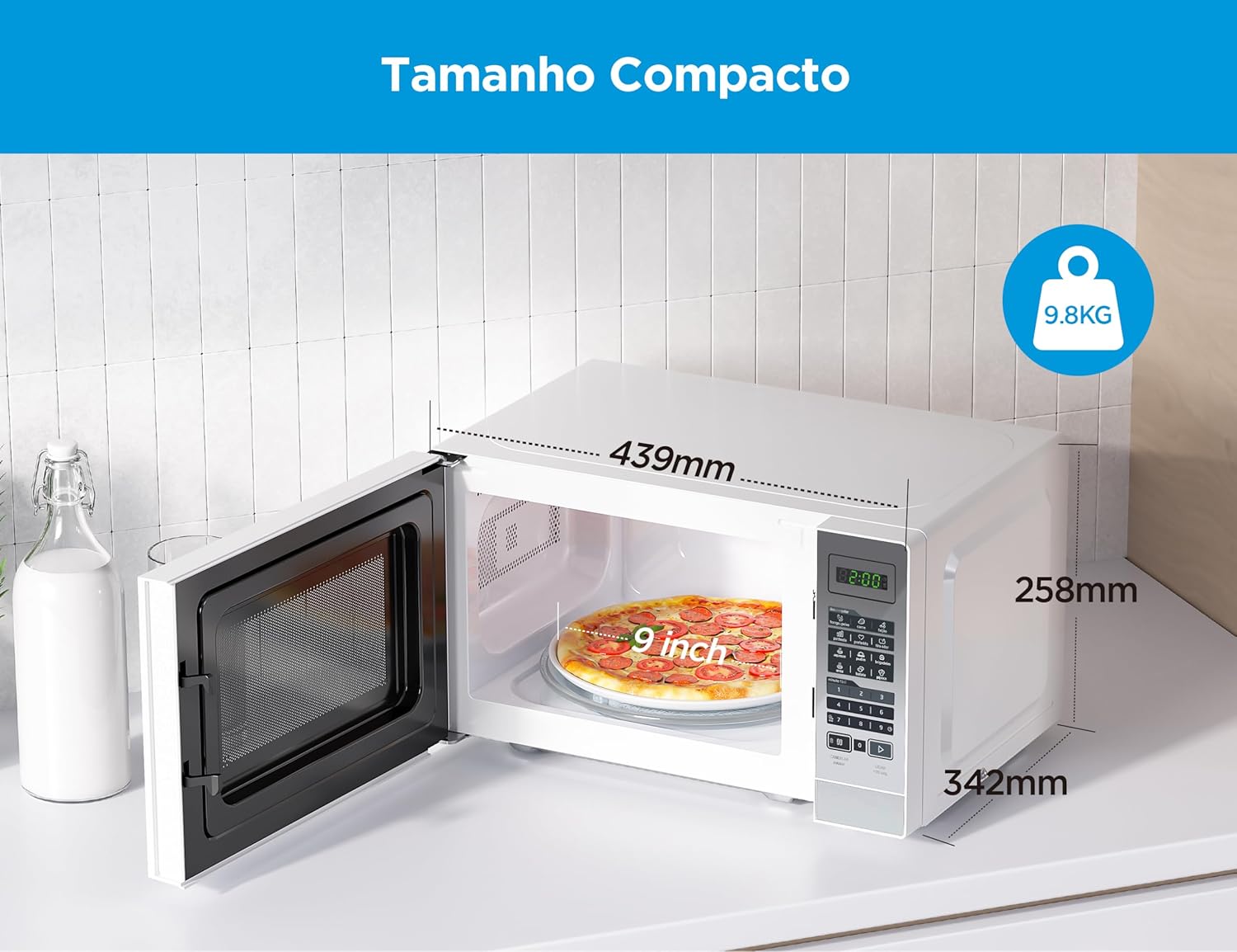 Forno Micro ondas 20L Prata Espelhado Midea 110V - Moderno
