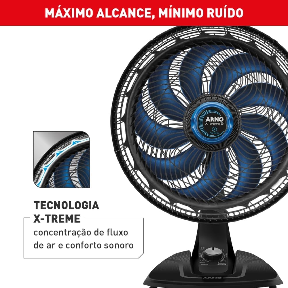 Ventilador Arno X treme 9 Mesa Repelente 9 pás 160W 40cm - Elegante