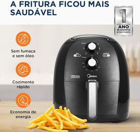 Fritadeira Airfryer Sem Óleo 5 3L 1700W Preto FRB50P Midea - Eficiente