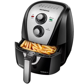 Fritadeira Elétrica Sem Óleo Air Fryer Mondial AFN40BI Family Inox 4L Preta/Inox - Eficiente