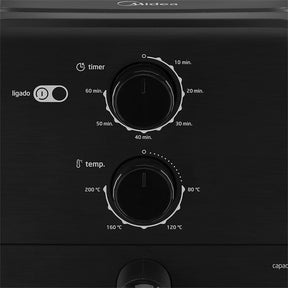 Fritadeira Sem Óleo Capacidade de 4L Midea 1400 W Aquece Em 10 60 min 80℃ a 200 ℃ Air Fryer Com Fluxo de Ar de 360° Fritadeira Eletrica Design Compacto Preto MAF400P0APK - Moderno