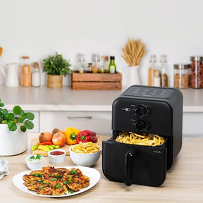 Fritadeira Sem Óleo Capacidade de 4L Midea 1400 W Aquece Em 10 60 min 80℃ a 200 ℃ Air Fryer Com Fluxo de Ar de 360° Fritadeira Eletrica Design Compacto Preto MAF400P0APK - Moderno