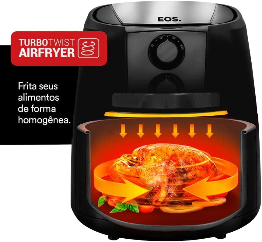 Fritadeira Air Fryer Eos 4 2L Preta Inox EAF42P - Moderno
