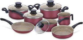 Jogo de Panelas Antiaderente Paris Vermelho Tramontina Vermelho Medio - Completo