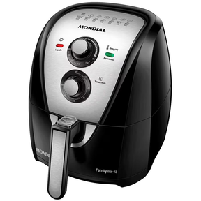 Fritadeira Elétrica Sem Óleo Air Fryer Mondial AFN40BI Family Inox 4L Preta/Inox - Eficiente