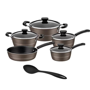 Jogo de Panelas Tramontina Sicília Alumínio Antiaderente Avelã 5 Peças + Colher - Moderno