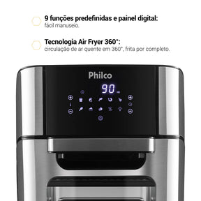 Fritadeira Elétrica Sem Óleo Air Fry Philco Oven PFR2200P 12L - Versátil