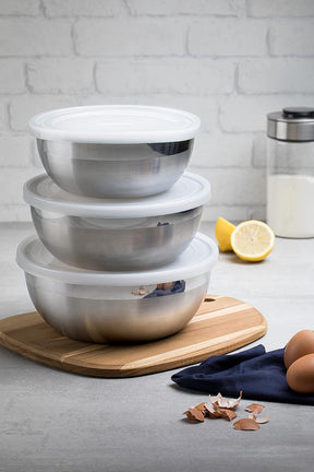 Tramontina Freezinox 64220210 Conjunto de 3 Recipientes de Aço Inoxidável com Tampas de Plástico Prata - Premium