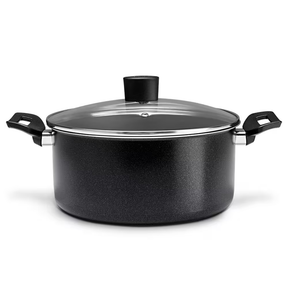 Conjunto de Panelas 5 Peças Brinox Ebony em Alumínio com Revestimento Antiaderente Pro Flon e Tampa de Vidro Temperado Preto - Premium