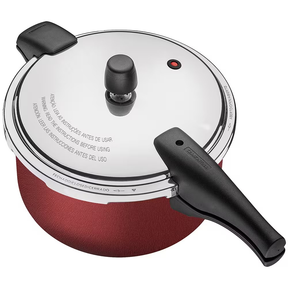 Panela de Pressão 6 L Tramontina Vancouver com Fechamento Externo Revestimento Antiaderente Starflon T1 e Tampa Polida Cereja - Eficiente