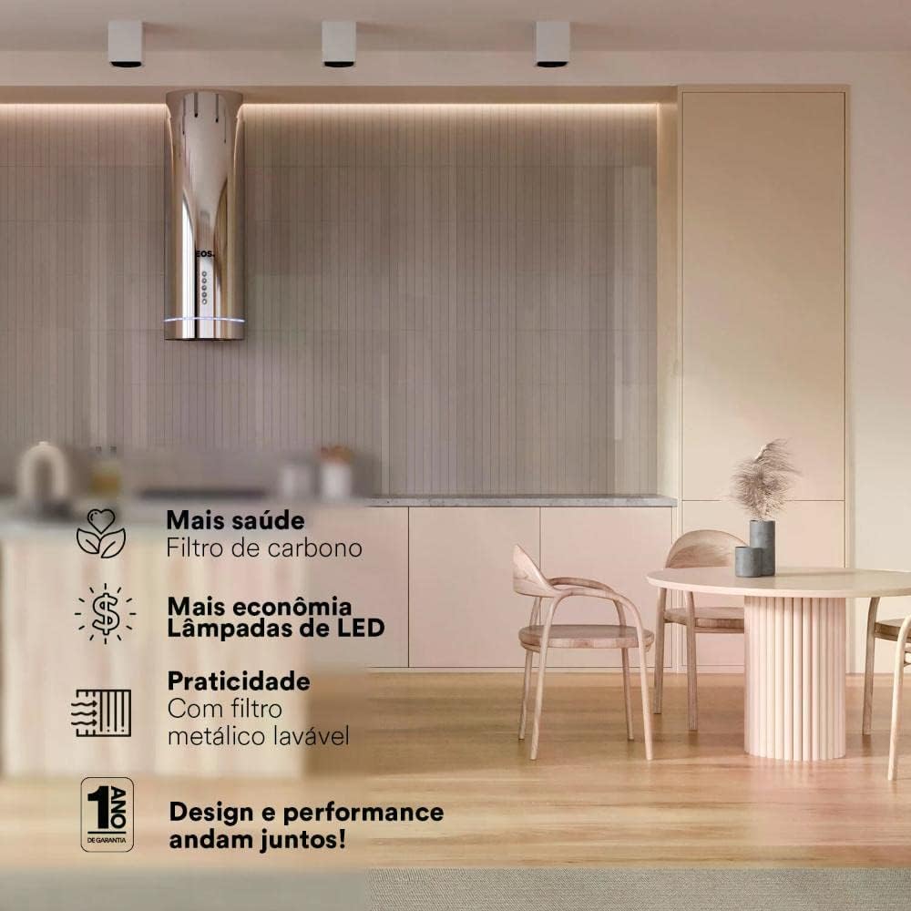 Coifa e Depurador de Ilha Eos 35cm Redonda Eco40ir Inox - Premium