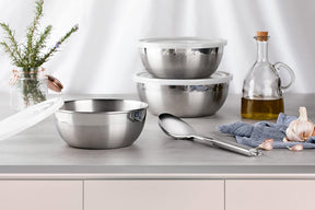 Tramontina Freezinox 64220210 Conjunto de 3 Recipientes de Aço Inoxidável com Tampas de Plástico Prata - Premium