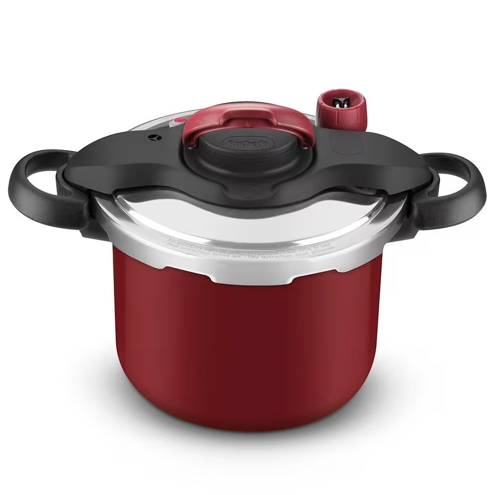 Panela de Pressão 4 5 L Rochedo Clipso Fechamento Externo em Alumínio com Revestimento Antiaderente e 5 Sistemas de Segurança Vermelha - Versátil