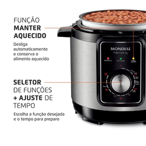 Panela Elétrica de Pressão Mondial PE 47 Pratic Cook 3L Inox - Alta Performance