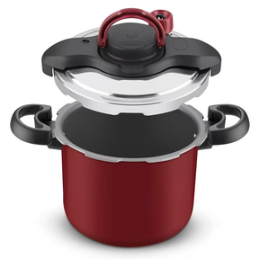 Panela de Pressão 4 5 L Rochedo Clipso Fechamento Externo em Alumínio com Revestimento Antiaderente e 5 Sistemas de Segurança Vermelha - Versátil