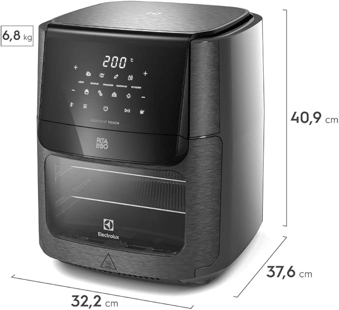 Electrolux por Rita Lobo EAF90 Grafite Fritadeira Elétrica sem oleo Airfryer 12L digital receita programada 2 bandejas espeto giratório 1700W - Eficiente