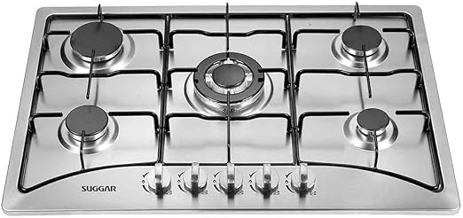 Suggar Cooktop a Gás 5 Bocas Mesa em Aço Inox Tripla Chama Central Bivolt FG5135IX - Premium