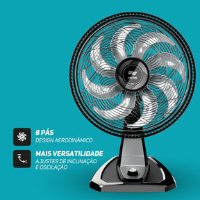 WAP Ventilador de Mesa e Parede 50cm FLOW TURBO com Tecnologia Silenciosa e Econômica 8 Pás e 3 Velocidades 180W - Premium