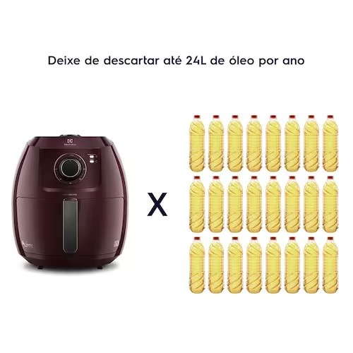 Fritadeira Elétrica Sem Óleo Air Fryer Electrolux Family Efficient Por Rita Lobo EAF51 5L – Vermelha Escura - Exclusivo