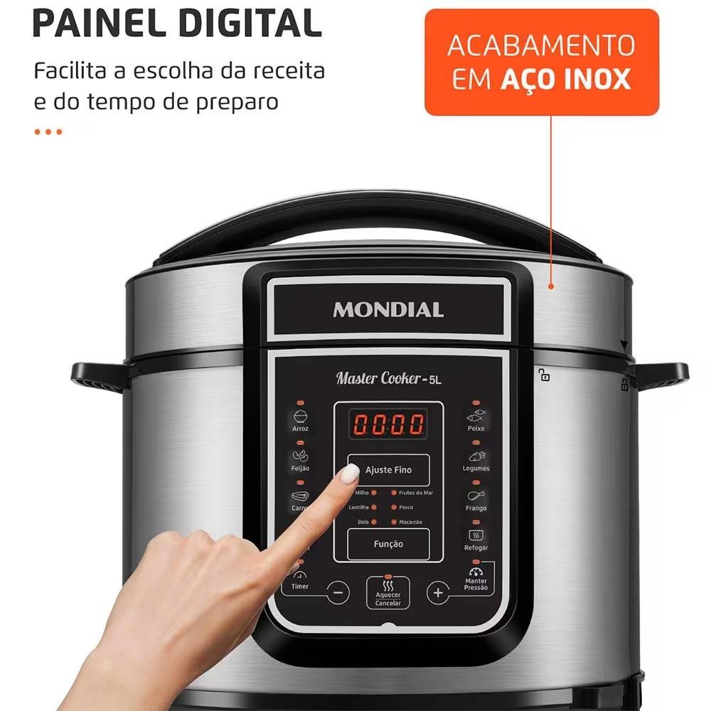 Panela Elétrica de Pressão Mondial Digital Master Cooker PE 38 5L Preta - Eficiente
