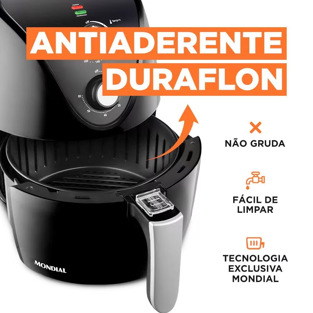 Fritadeira Elétrica Sem Óleo Air Fryer Mondial New Pratic AF31 3 5 L – Preto - Elegante