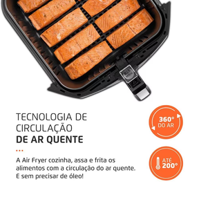 Fritadeira Elétrica Sem Óleo Air Fryer Mondial Mega Family AFN 80 BI 8L – Preta/Inox - Elegante