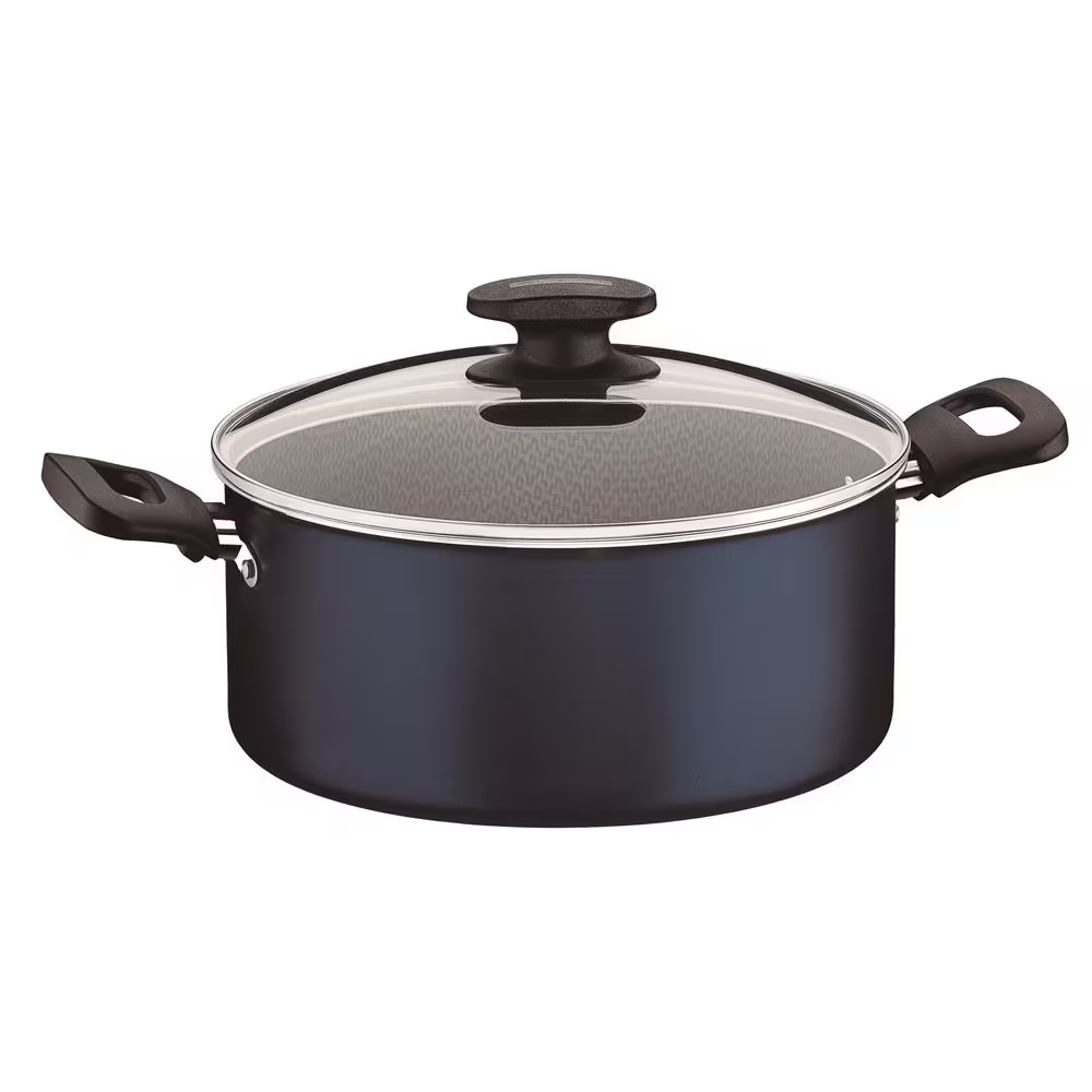 Conjunto de Panelas 7 Peças Tramontina Bergamo com Antiaderente Starflon T1 Tampas de Vidro Temperado e Cabos de Baquelite Azul - Completo