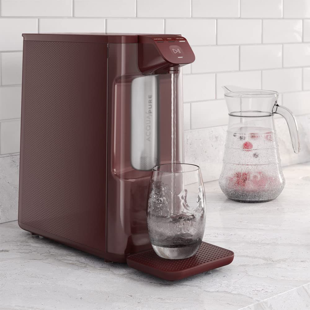 Purificador de Água Gelada Fria e Natural Elétrico Compacto Eletronico placa Electrolux Filtro refil 6 meses ou 3000l Painel Touch Bivolt Vermelho PE12V - Moderno