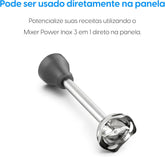 Mixer Power Inox 3 em 1 600W Elgin Lunar 110V Mixer triturador e batedor - Premium