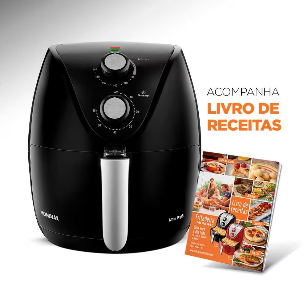Fritadeira Elétrica Sem Óleo Air Fryer Mondial New Pratic AF31 3 5 L – Preto - Elegante