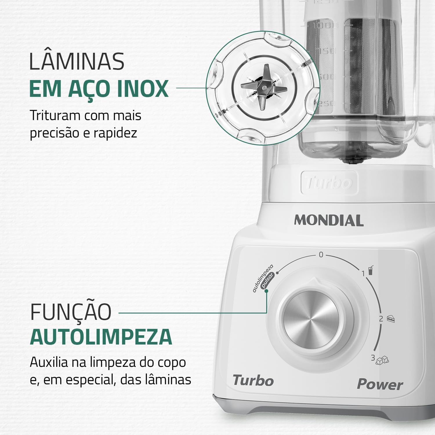 Liquidificador Mondial Turbo Power Branco 550W 2 2 L L 99 FB - Elegante