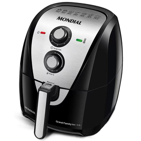 Fritadeira Elétrica Sem Óleo Air Fryer Mondial Grand Family AF 55I 5 5L – Preta/Inox - Elegante