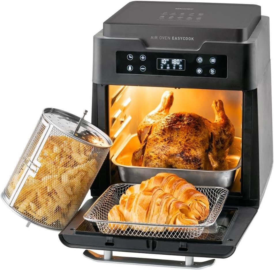 Fritadeira Air Oven Easycook Mallory 1500W Com12 Litros Painel de LED Visor de Vidro e Luz Interna Multi função - Moderno