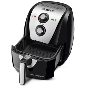 Fritadeira Elétrica Sem Óleo Air Fryer Mondial Grand Family AF 55I 5 5L – Preta/Inox - Elegante