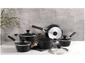 Jogo de Panelas Tramontina Glenz em Alumínio com Revestimento Interno em Starflon Crystals e Externo Esmaltado Preto 05 Peças - Alta Performance